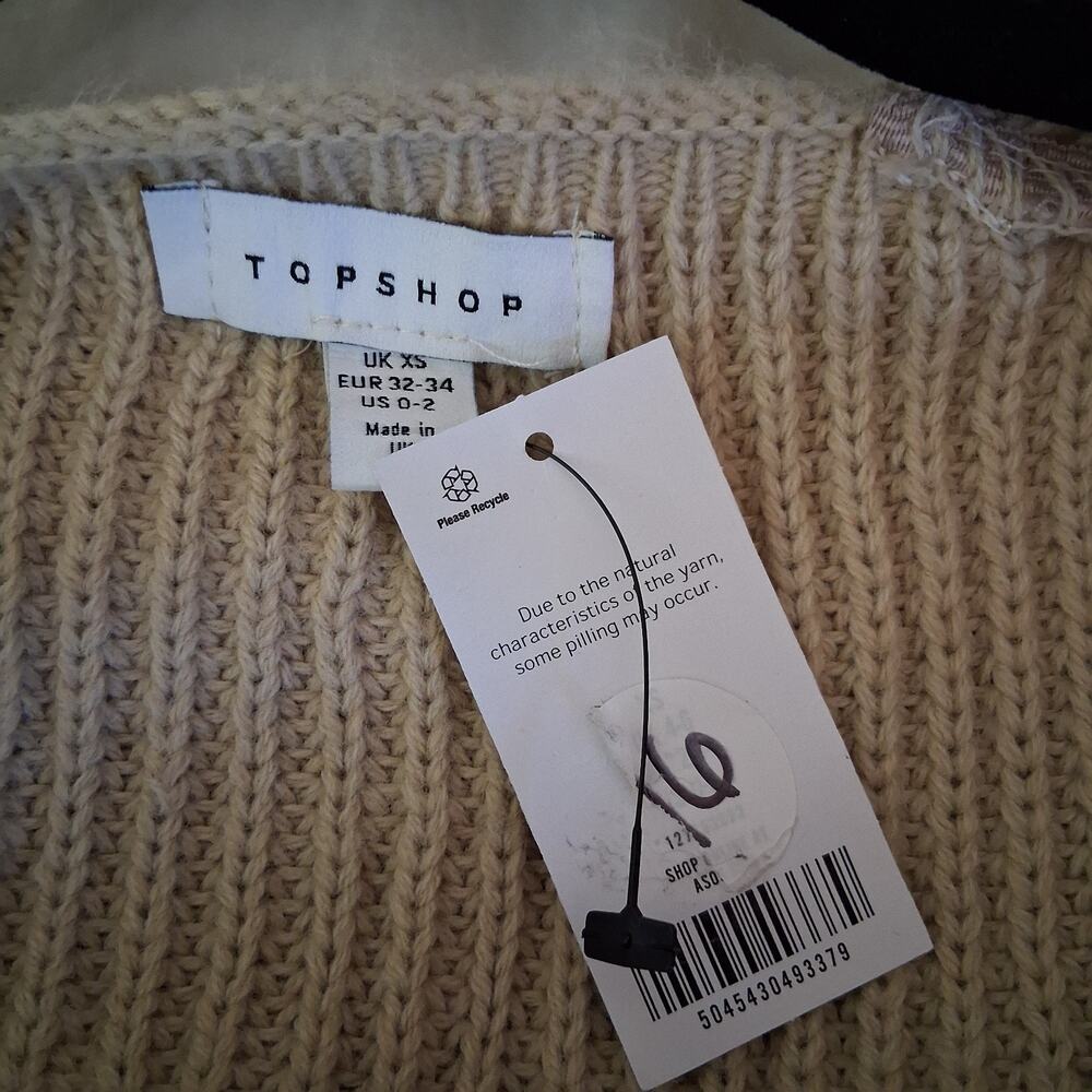 Top Shop Long Cardigan Brown Chunky Knit Sweater Cozy Winter Size 2 NWT - Picture 3 of 8